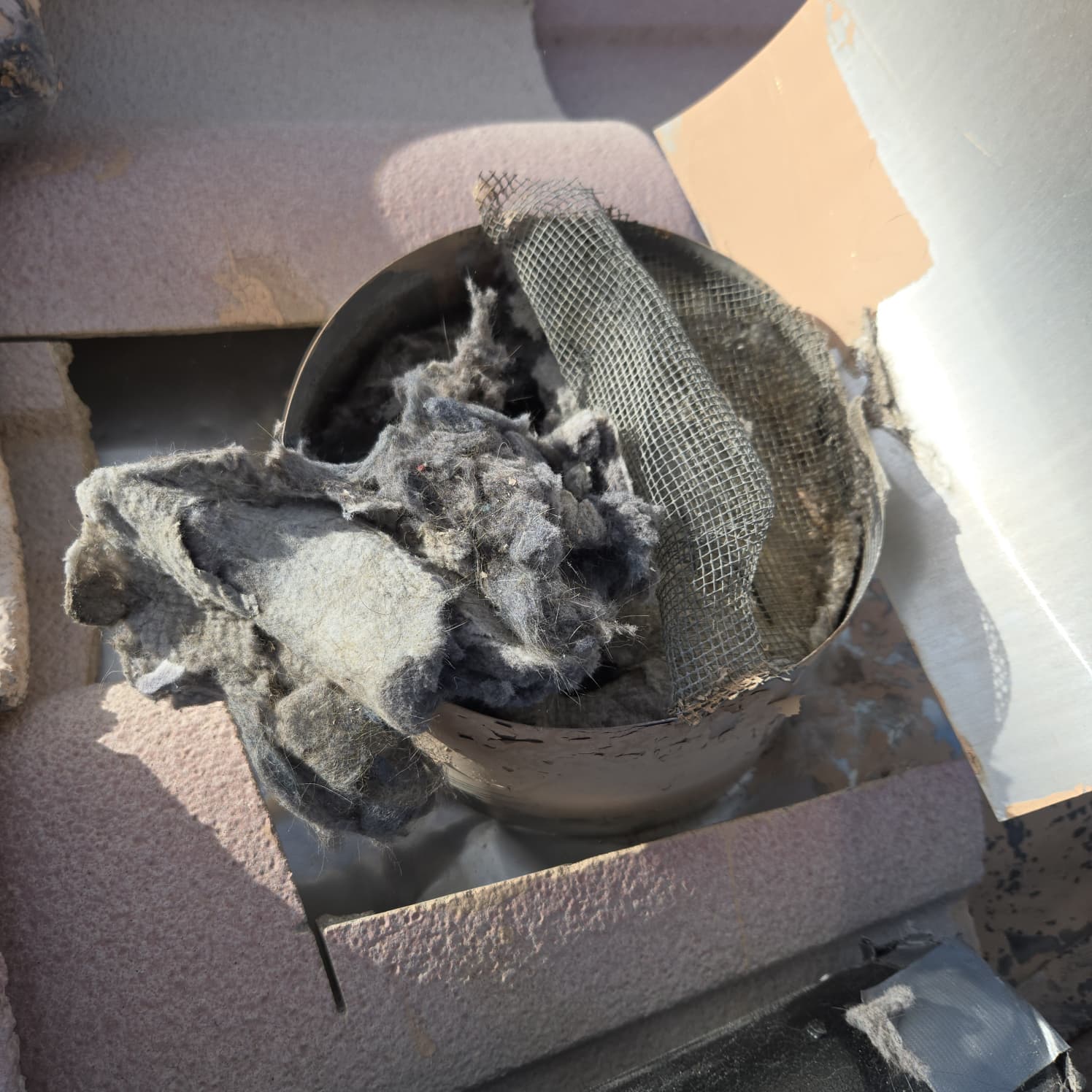 Heavy dust buildup inside Las Vegas home air duct before cleaning